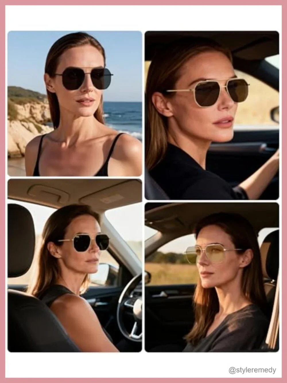 Retro Oversized Aviator Sunglasses Polarized UV400 Metal Frame for Women Men